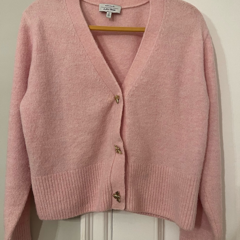 & Other Stories Pink Cropped Cardigan Sweater